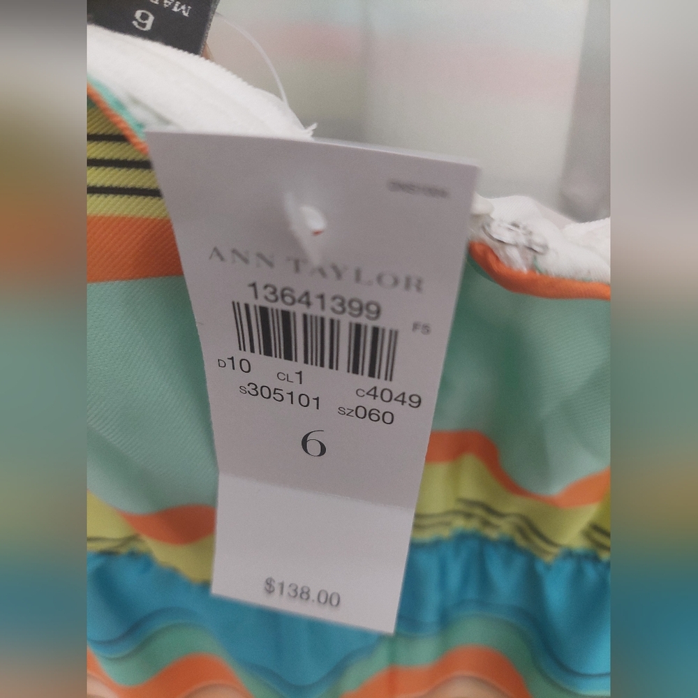 Ann Taylor Multicolor Striped MAXI Dress Size 6 NEW - Picture 5 of 5
